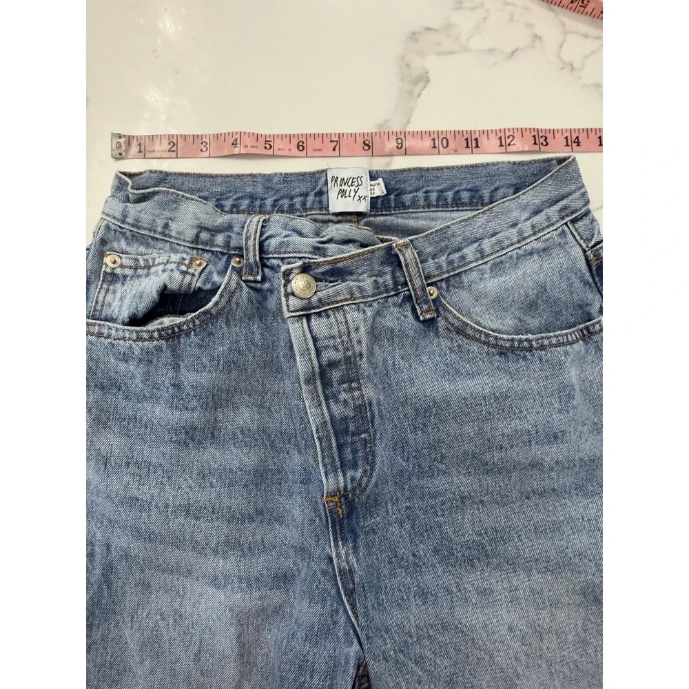 Princess Polly Jeans Womens 4 Blue Straight Leg Relaxed Light Wash 100% Cotton
